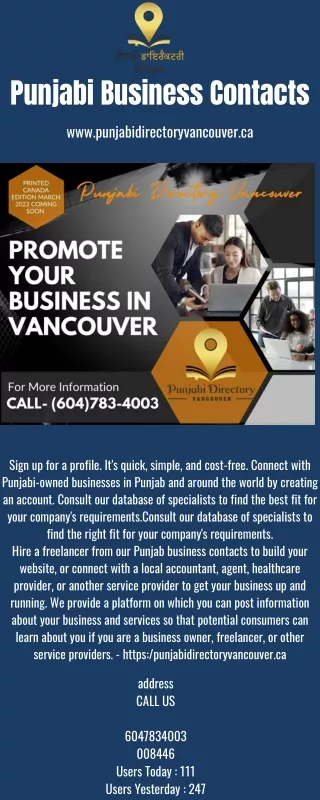 Punjabi Business Contacts - www.punjabidirectoryvancouver.ca