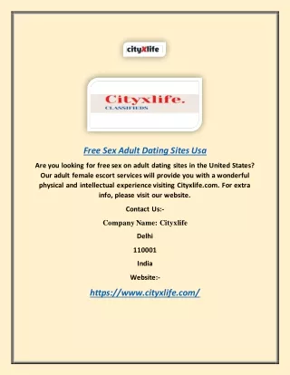 Free Sex Adult Dating Sites Usa | Cityxlife.com