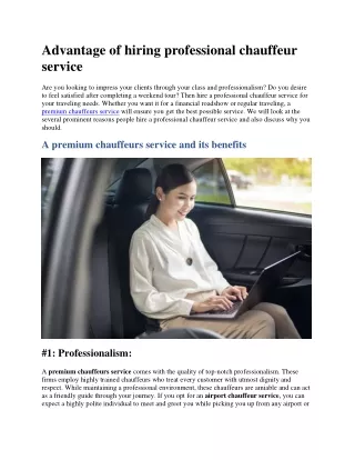 advantage of hiring professional chauffeur service