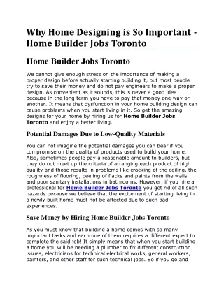 why home designing is so important home builder