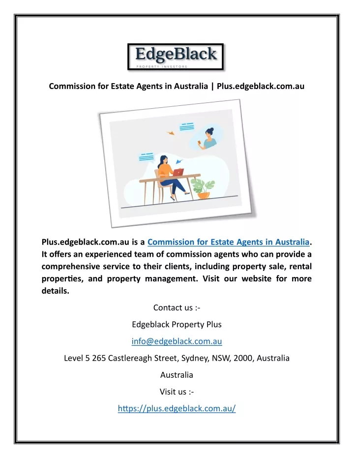 commission for estate agents in australia plus
