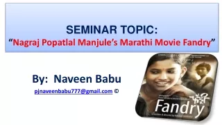 Nagraj Popatlal Manjule’s Marathi Movie Fandry