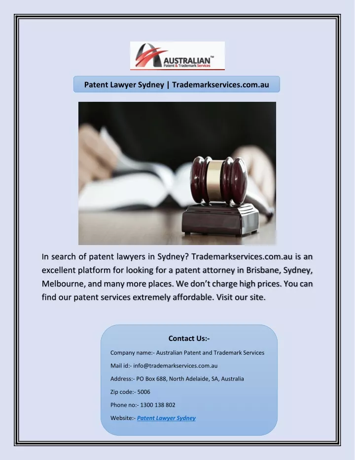 patent lawyer sydney trademarkservices com au