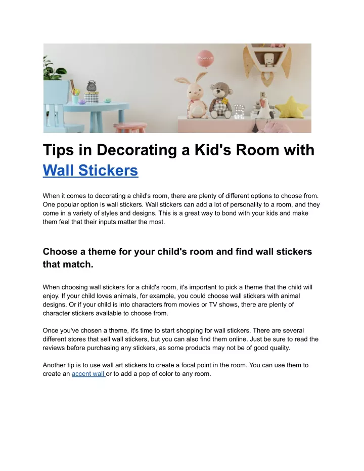 tips in decorating a kid s room with wall stickers