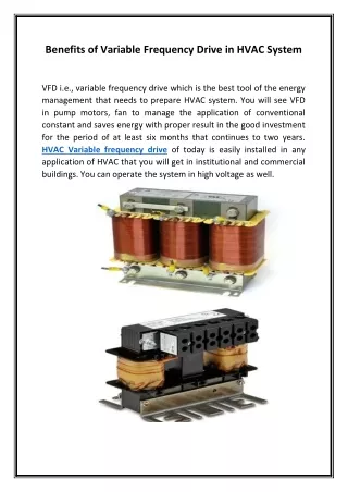 benefits of variable frequency drive in hvac