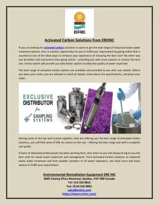 Activated Carbon Solutions from EREINC