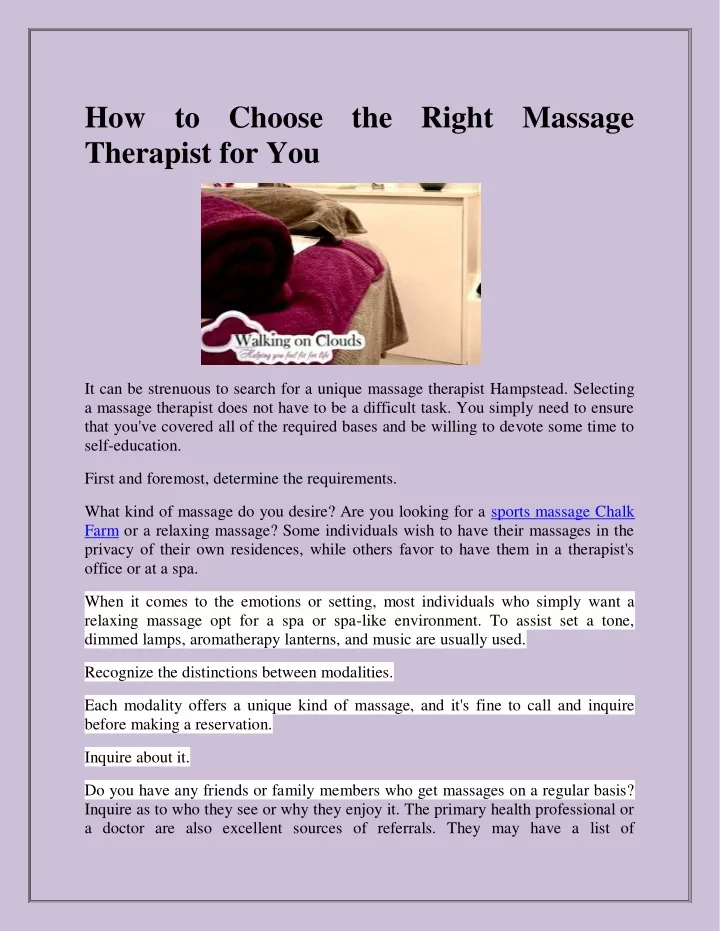 how to choose the right massage therapist for you