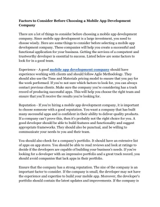 factors to consider before choosing a mobile