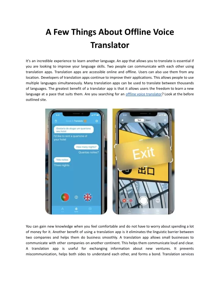 a few things about offline voice translator