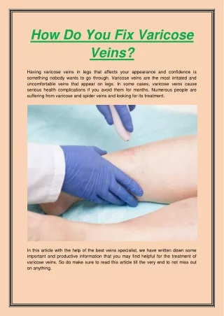 how do you fix varicose veins