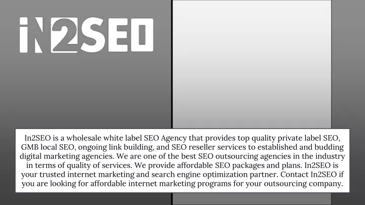 in2seo is a wholesale white label seo agency that