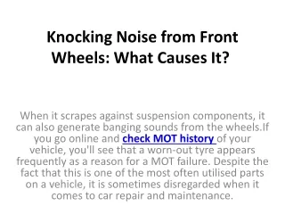 knocking noise from front wheels what causes it