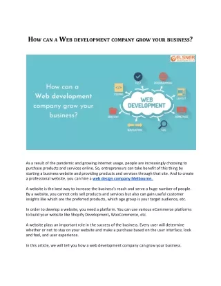 How can a Web development company grow your business_