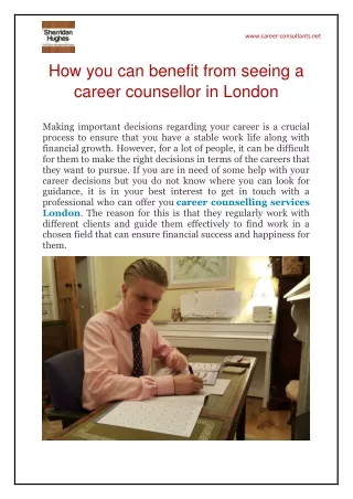 How you can benefit from seeing a career counsellor in London?