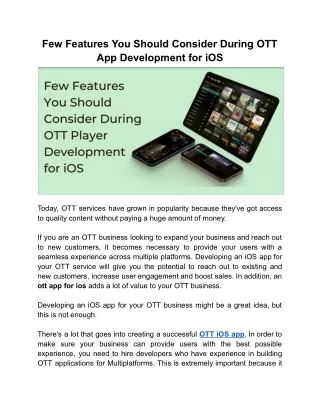 Few Features You Should Consider During OTT App Development for iOS