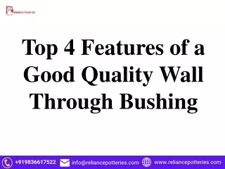 Top 4 Features of a Good Quality Wall Through Bushing