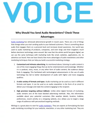 Why Should You Send Audio Newsletters Check These Advantages