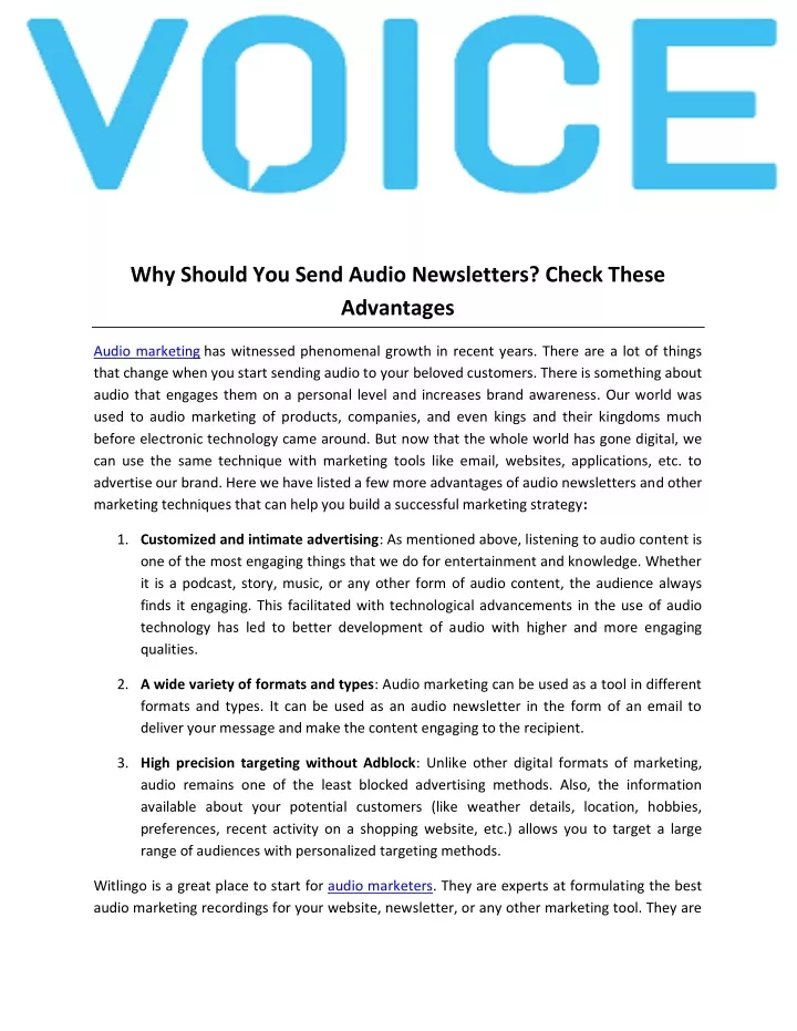 why should you send audio newsletters check these