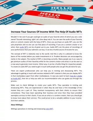 Increase Your Sources Of Income With The Help Of Audio NFTs