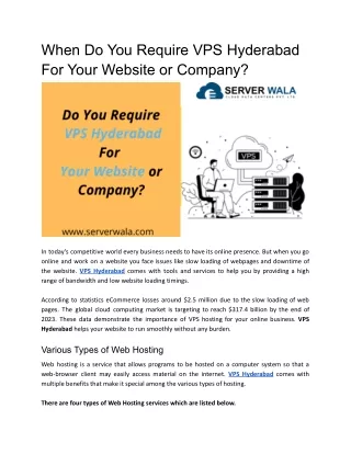 when do you require vps hyderabad for your
