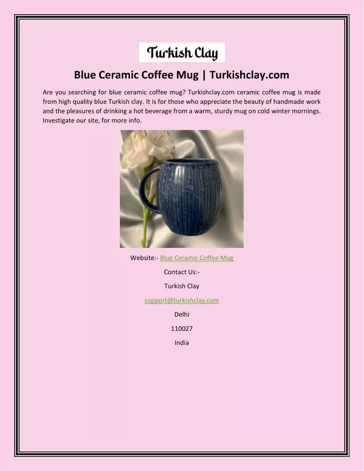 blue ceramic coffee mug turkishclay com