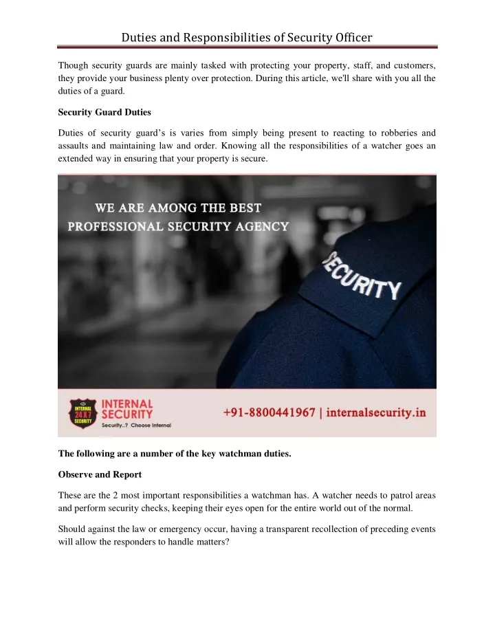Ppt Duties And Responsibilities Of Security Officer Powerpoint Presentation Id11233851