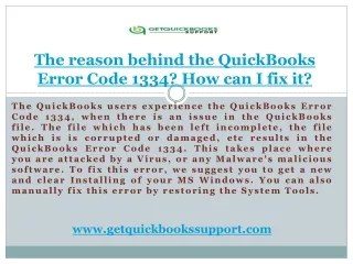 The reason behind the QuickBooks Error Code 1334? How can I fix it?