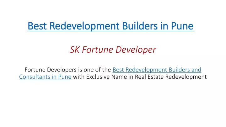 best r edevelopment builders in pune sk f ortune