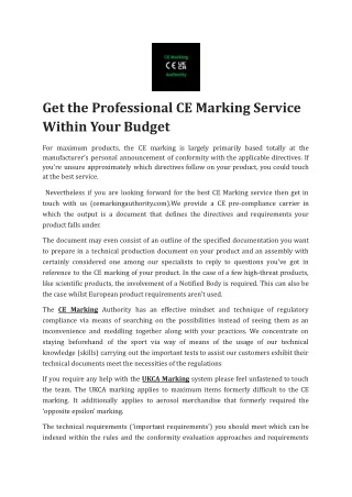 get the professional ce marking service within