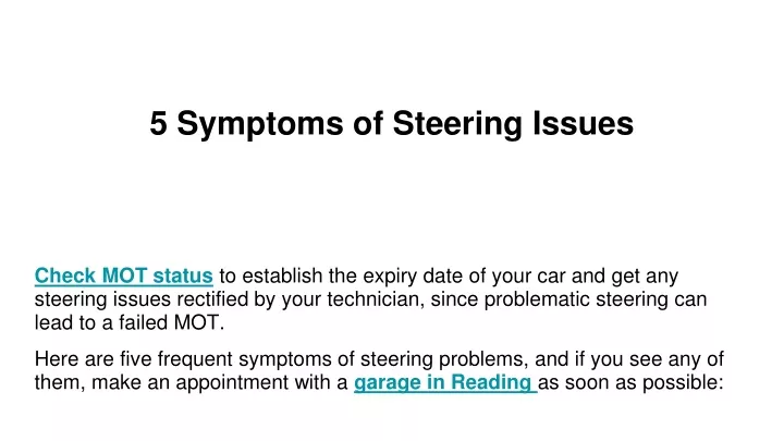 5 symptoms of steering issues