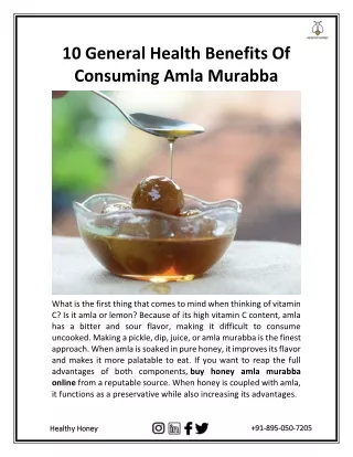 10 General Health Benefits Of Consuming Amla Murabba