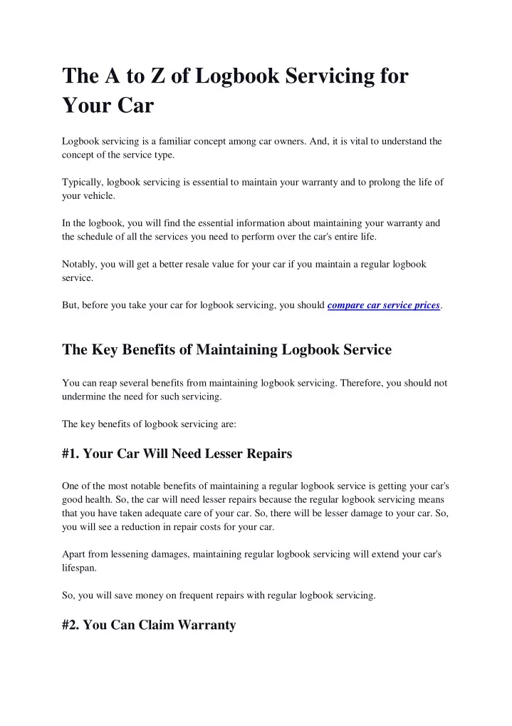 the a to z of logbook servicing for your