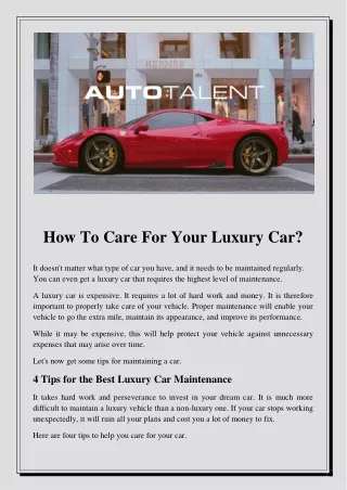 How To Care For Your Luxury Car - Copy