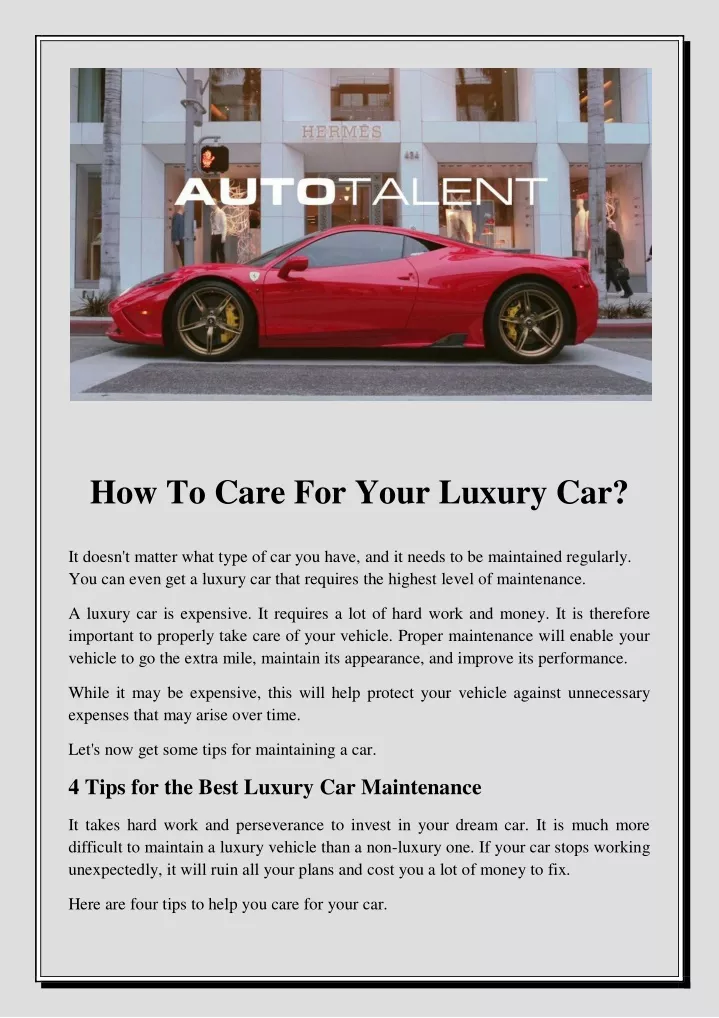 how to care for your luxury car