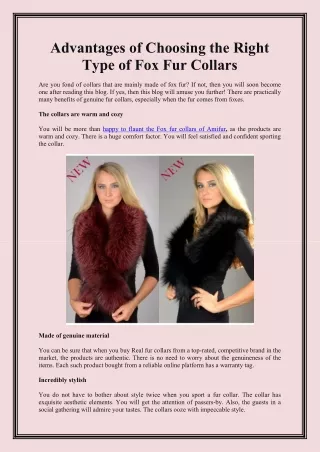 advantages of choosing the right type