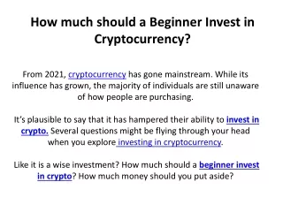 How much should a Beginner Invest in Cryptocurrency?