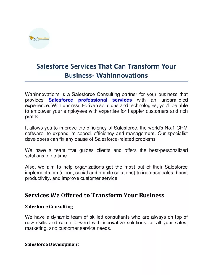 salesforce services that can transform your