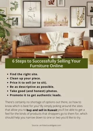 6 Steps to Successfully Selling Your Furniture Online