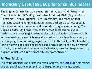 incredibly useful 991 ecu for small businesses