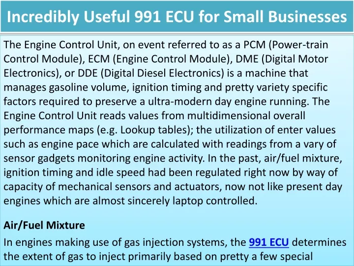 incredibly useful 991 ecu for small businesses
