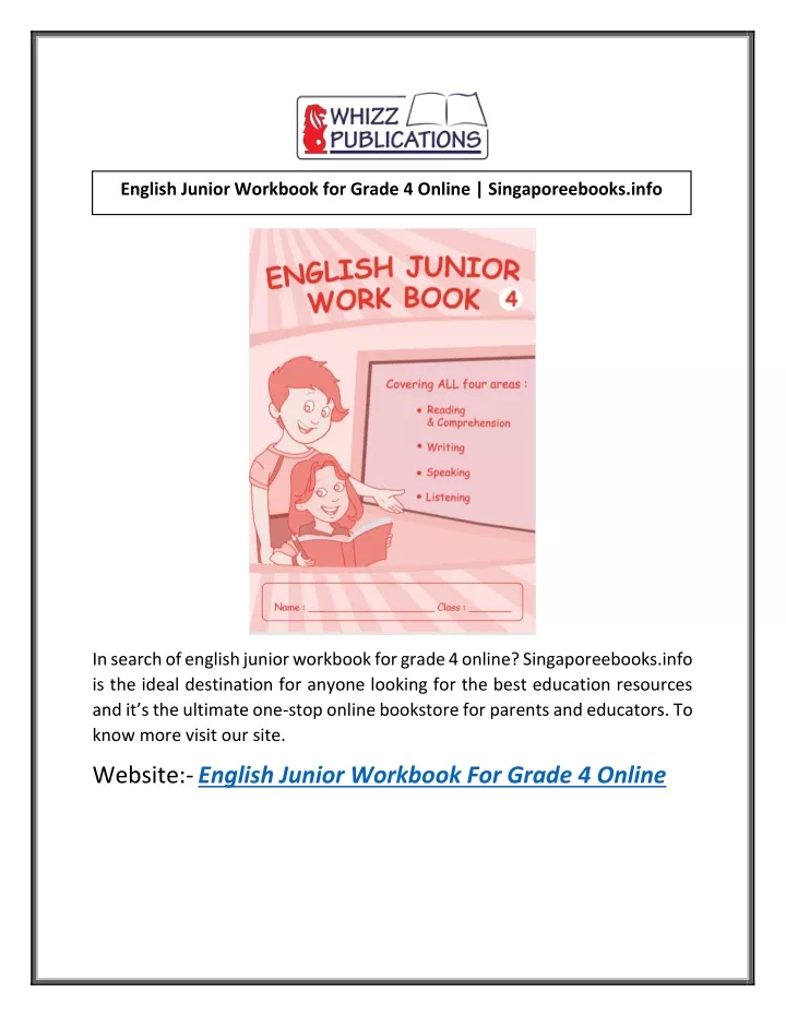 english junior workbook for grade 4 online