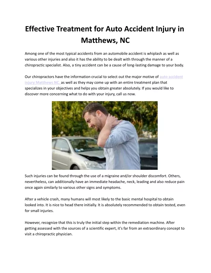 effective treatment for auto accident injury in matthews nc