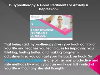 Is Hypnotherapy A Good Treatment For Anxiety & Depression?