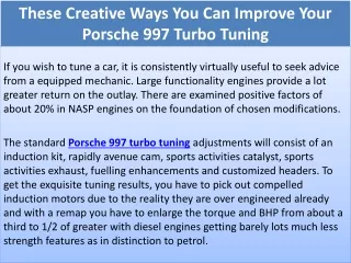 these creative ways you can improve your porsche 997 turbo tuning