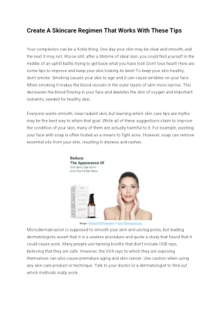 create a skincare regimen that works with these