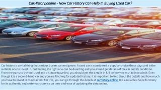 CarHistory.online - How Car History Can Help In Buying Used Car?