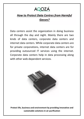 How to Protect Data Centres from Harmful Gasses