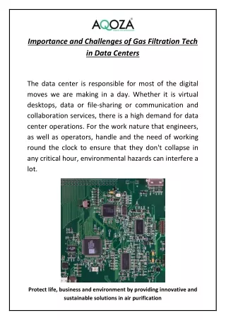 Importance and Challenges of Gas Filtration Tech in Data Centers