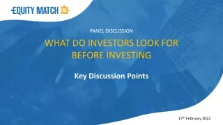 What Do Investors Look for Before Investing