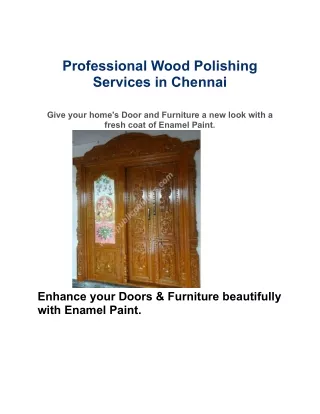 Best Wood Furniture Polishing Services Chennai | Public Painters